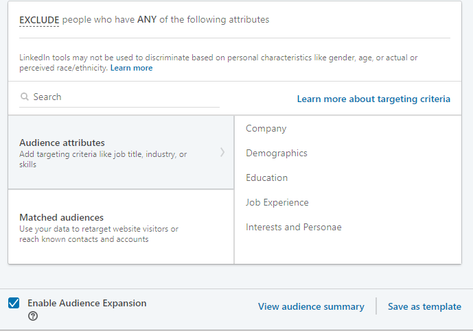 Enable Audience Expansion Option