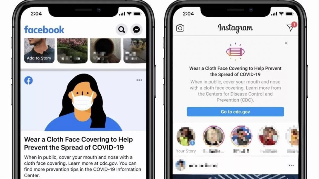 Facebook and Instagram Adds New Prompts to Urge Mask During