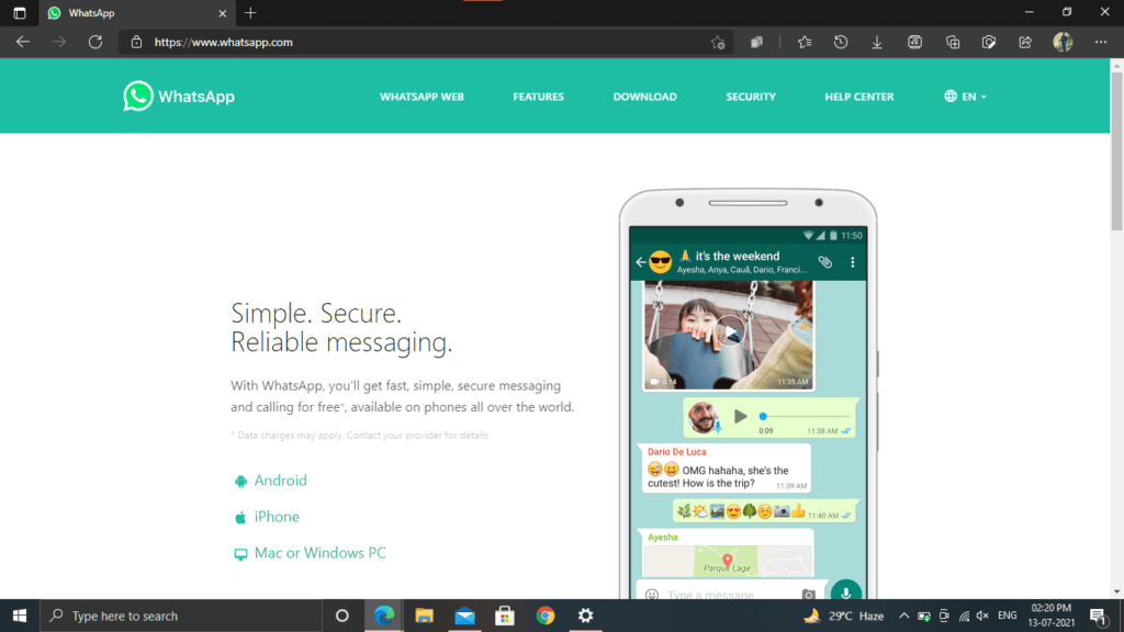 Whatsapp application for your PC