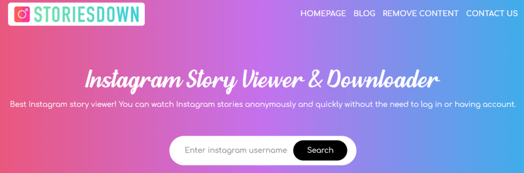 Storiesdown Instagram username search bar