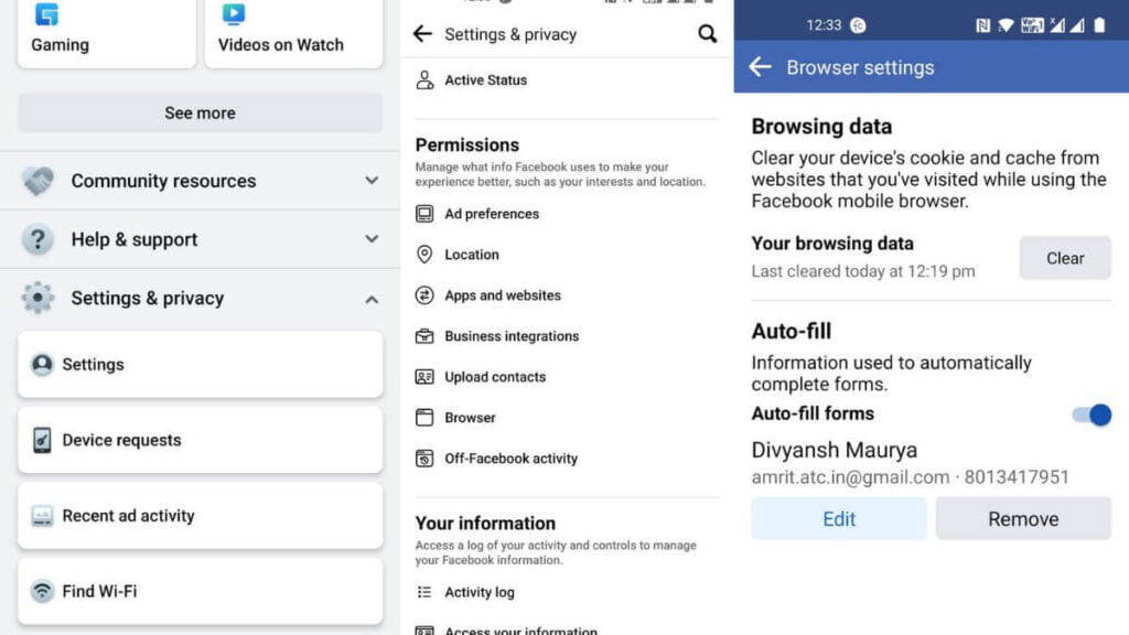 Clear Facebook cache on android phone