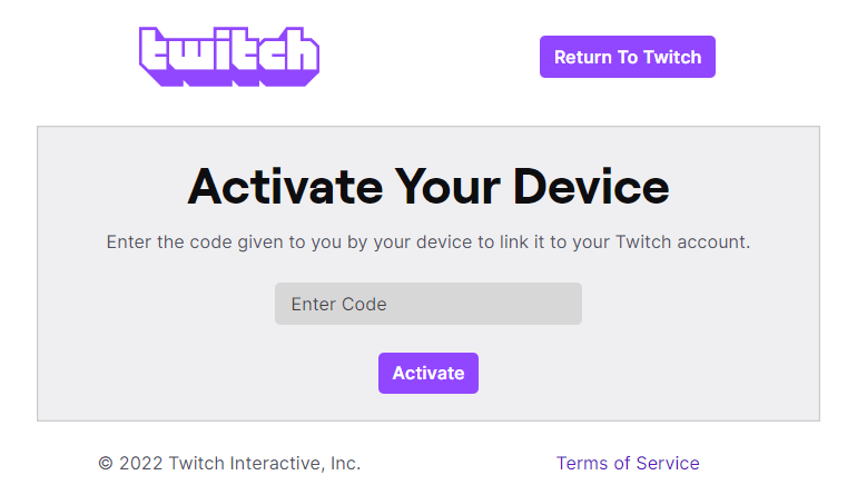 twitch.tv , activate code