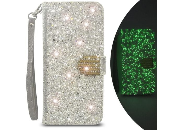 Aokebr Fluorescent Bling Wallet Case for iPhone 8 Plus