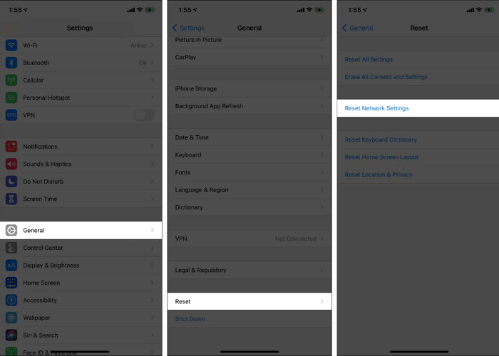 Reset network settings