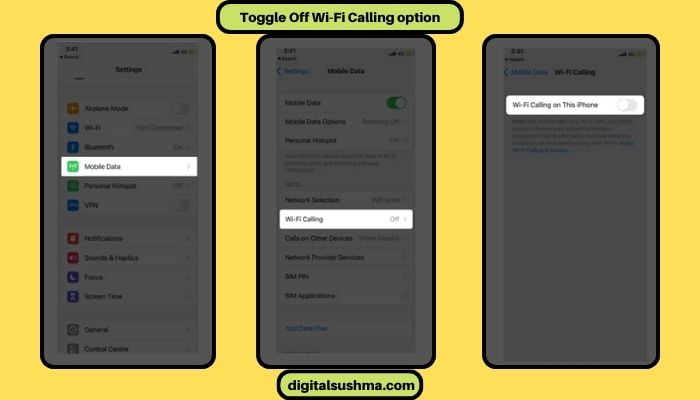 Toggle Off Wi-Fi Calling option.