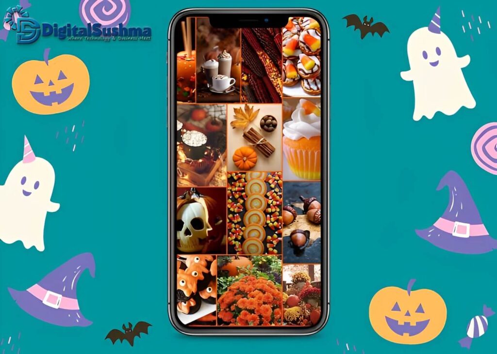 Candies Halloween Theme iPhone Wallpaper