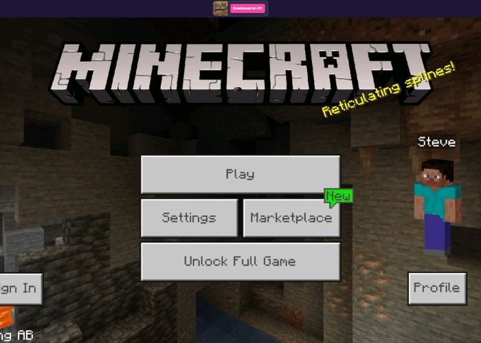 Playing Minecraft on now.gg