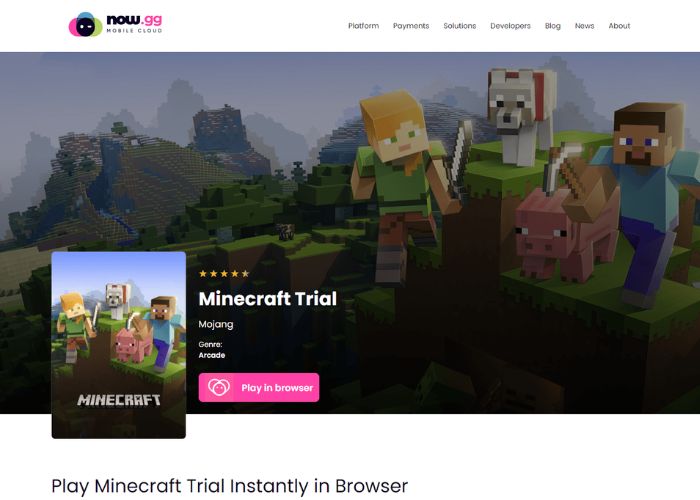 Playing Minecraft Trial Online on now.gg